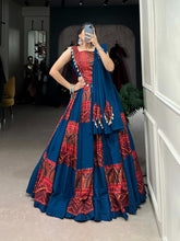 Printed Pure Cotton Lehenga Set – Round Neck – Foil and Cowrie Work